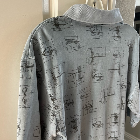 CLEARANCE Men’s M Light Blue Woolrich Fishing Lure Patterned Collared TShirt - Picture 7 of 8